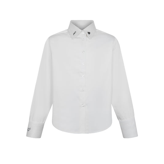 Teen's Elegant Embroidered White/Grey Shirt