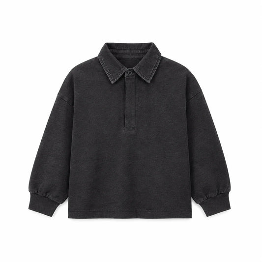 Boys Denim Collar Grey Polo
