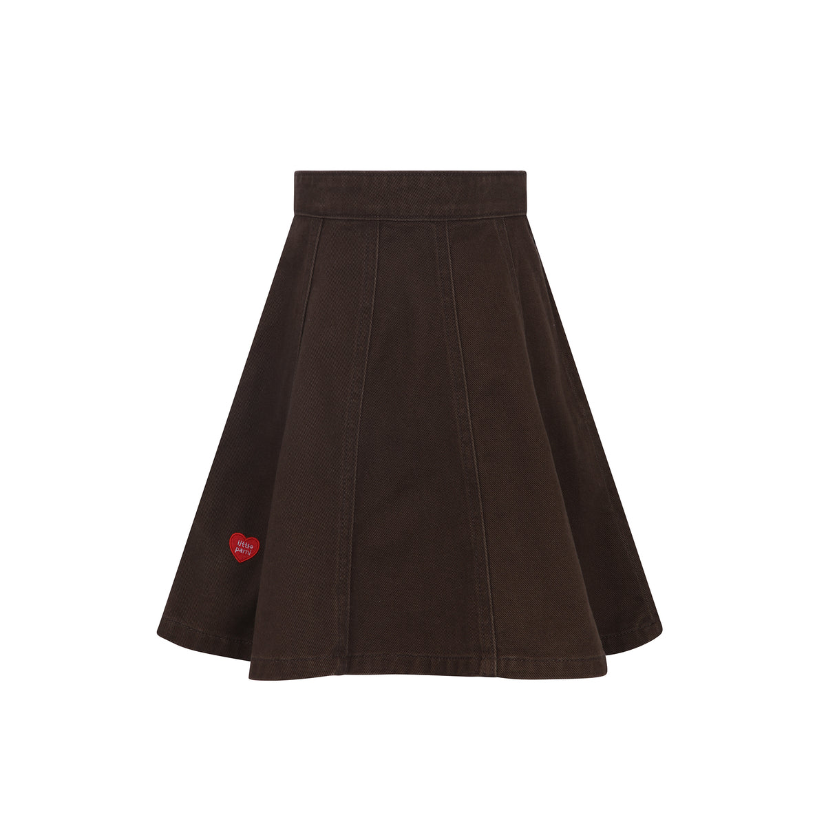 Heart Detail Brown Denim Skirt