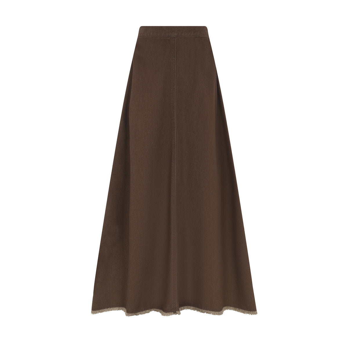 Frayed Hem Brown Denim Skirt - Teen