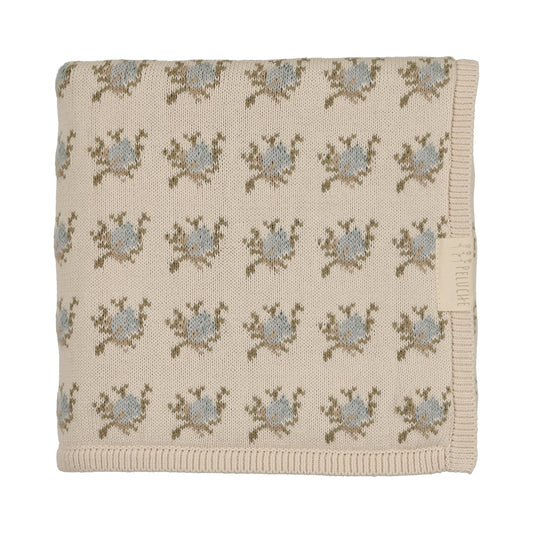 Floral Intarsia Knit Powder Blanket