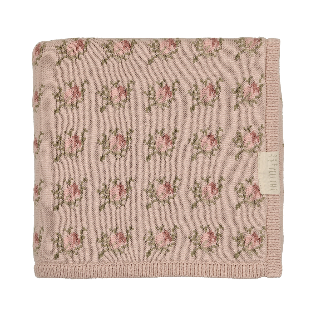 Floral Intarsia Knit Rose Blanket