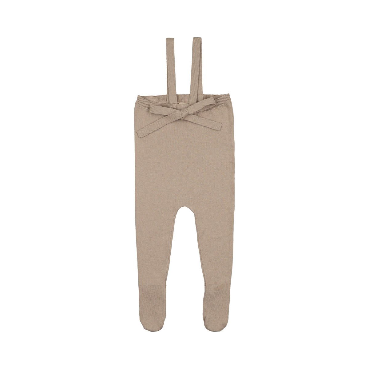 Knit Tied Taupe Suspender Overalls