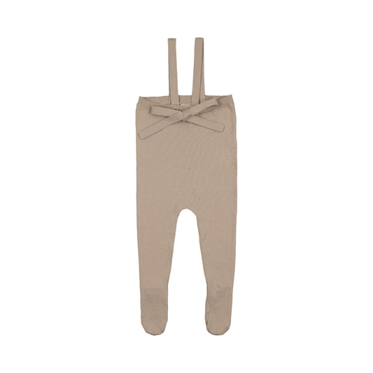 Knit Tied Taupe Suspender Overalls
