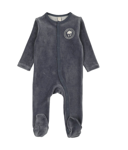 Velour Snap Down Off Navy Footies Set