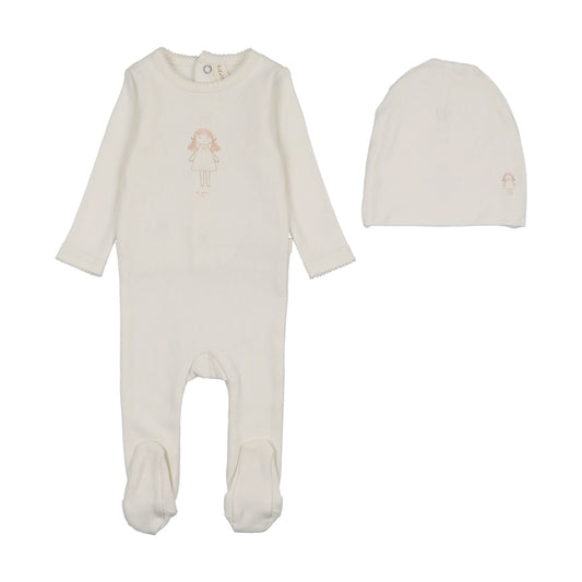 Molly Dolly Cream Footie Set