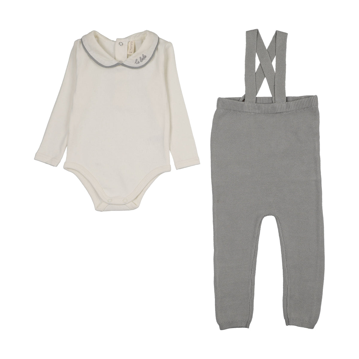 Le Bebe Knit Cream Blue Suspender Set