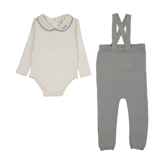 Le Bebe Knit Cream Blue Suspender Set
