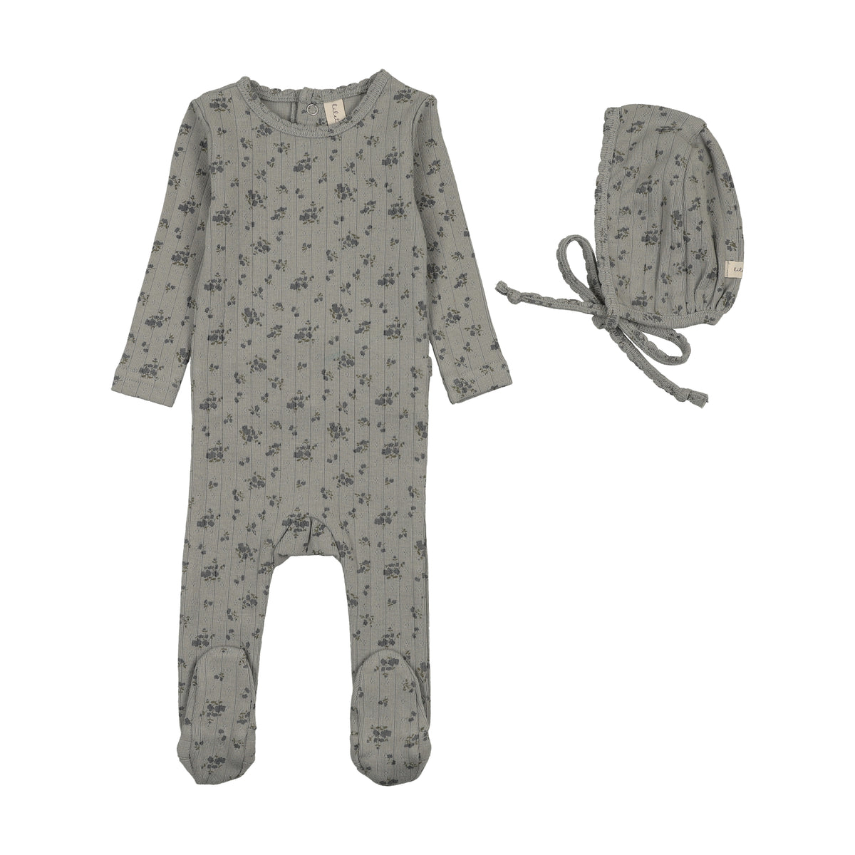 Garden Cluster Print Light Blue Footie Set