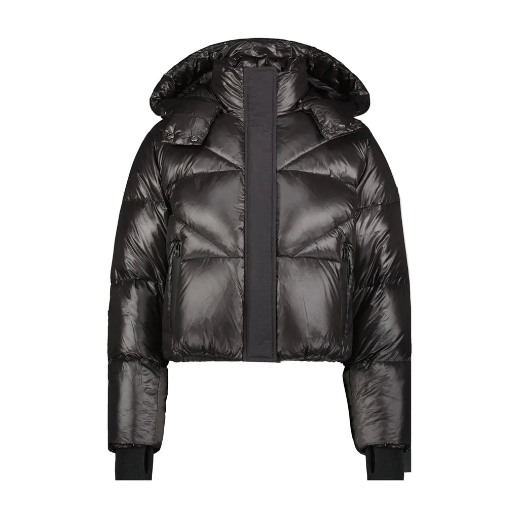 Teen Black Shiny Cropped Bomber