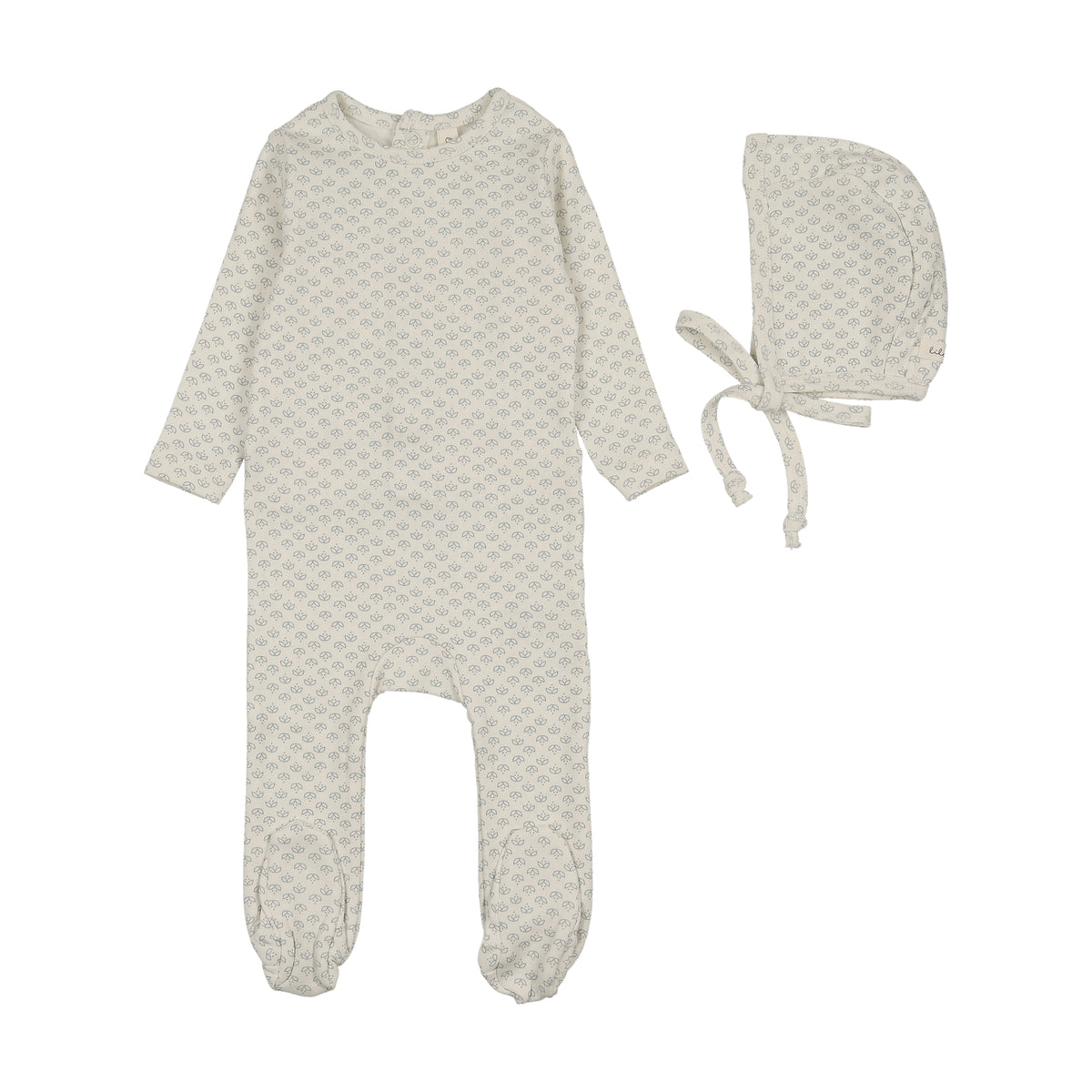 Mini Flora Print Cream/Blue Footie Set