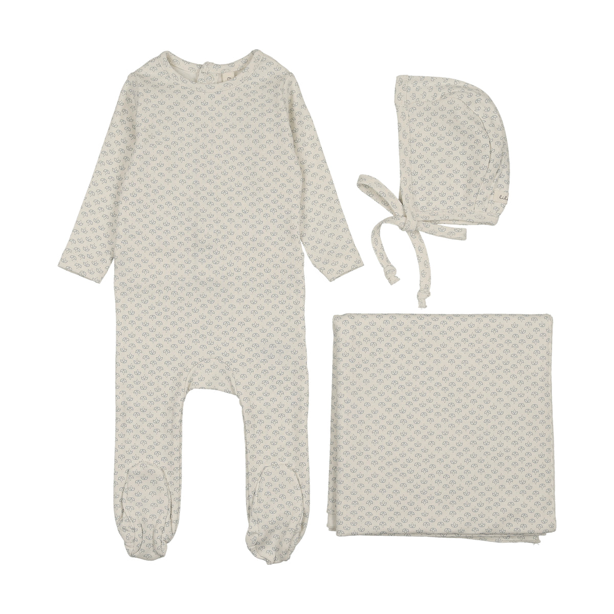 Mini Flora Print Cream/Blue Layette Set