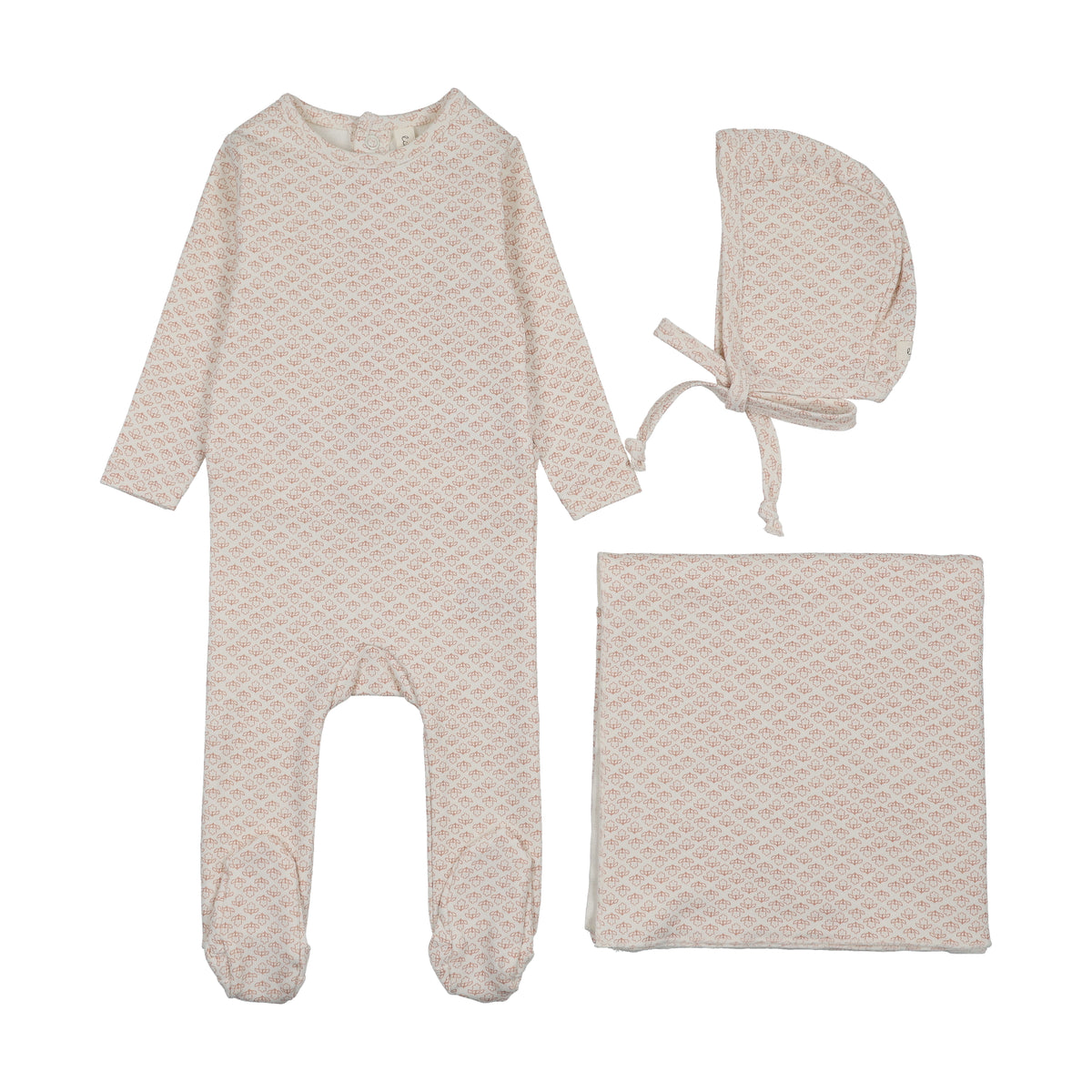 Mini Flora Print Cream/Mauve Layette Set