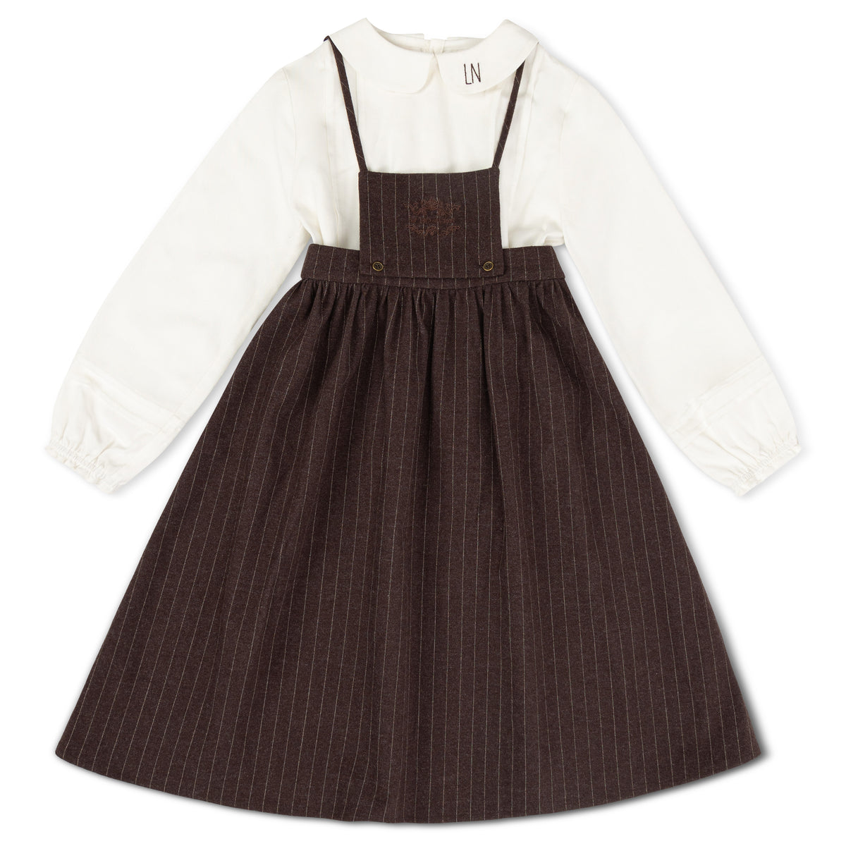 Pinstripe Jumper Brown Wool Set