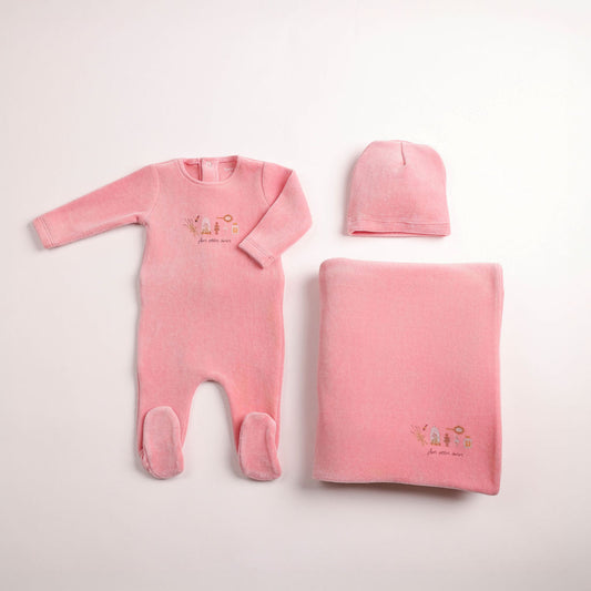 Bee & Dee Paraphernalia Velour Dark Rose Footie Set