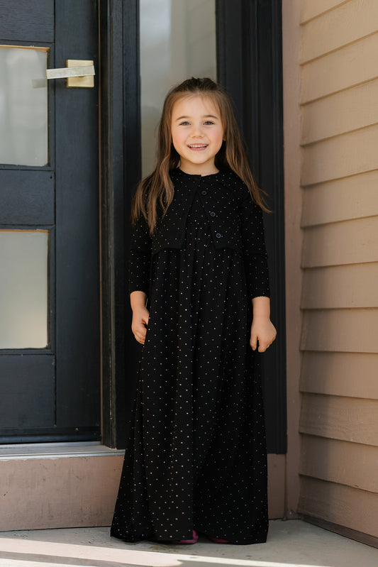 Multi-Rhinestone Black Jumper with Cardigan