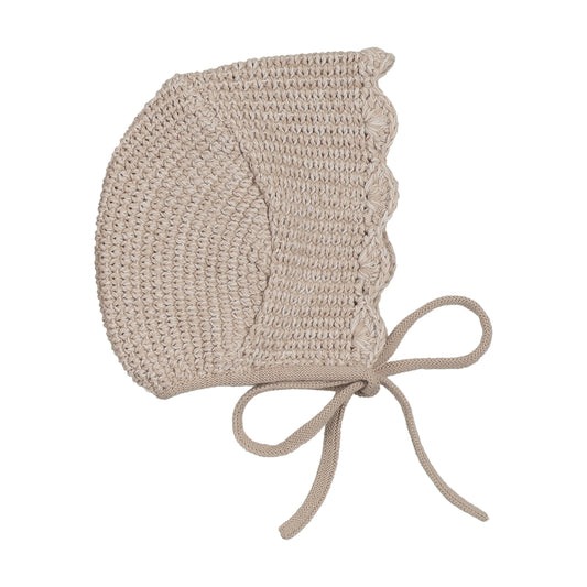 Scalloped Melange Taupe Bonnet