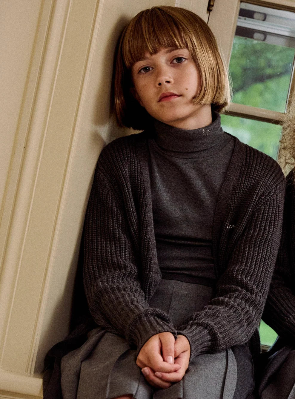 Embroidered Grey Turtleneck