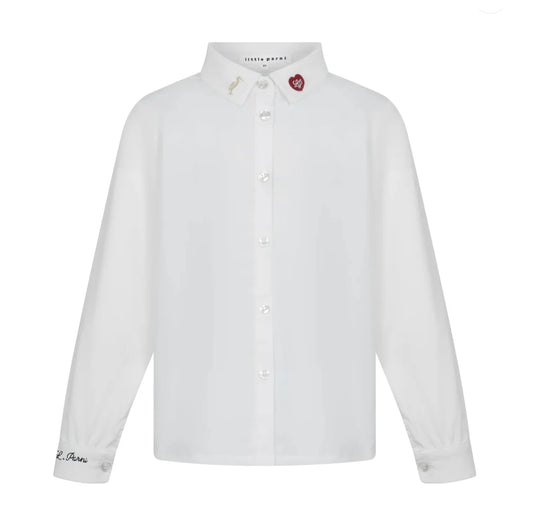 Girl's Elegant Embroidered White Shirt