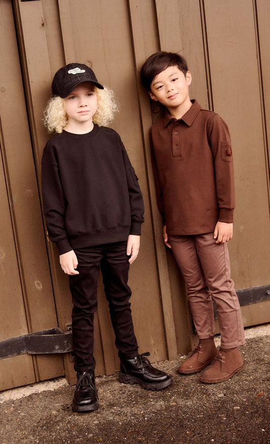 Boy's Pocket Sleeve Black Sweatshirt