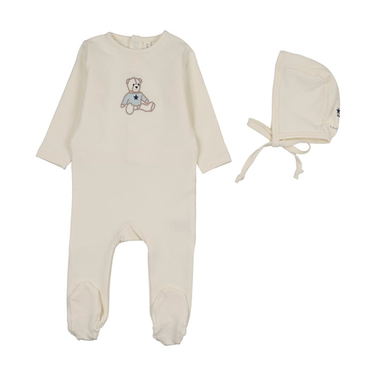 Sweet Bear Blue Footie Set