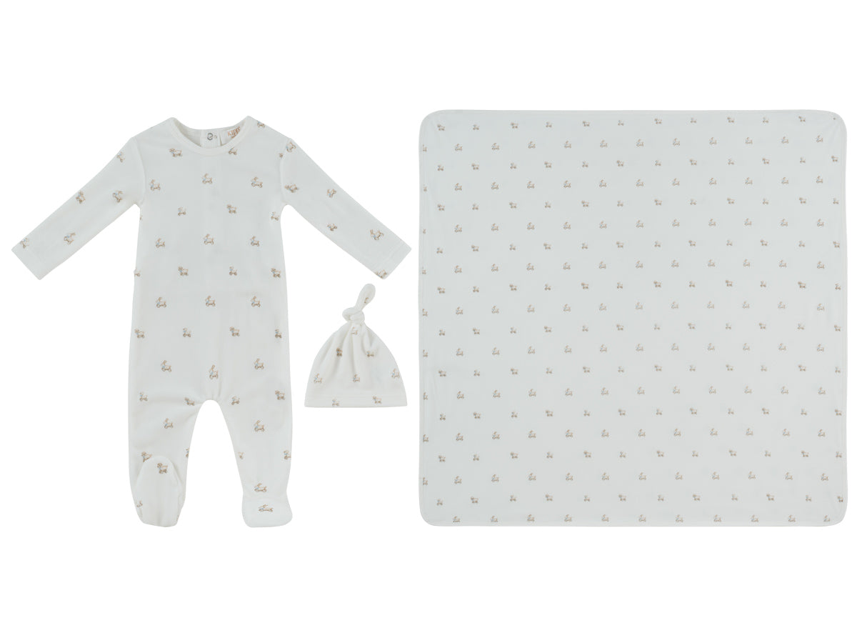 Petits Amis Blue Footie, Hat & Blanket Set