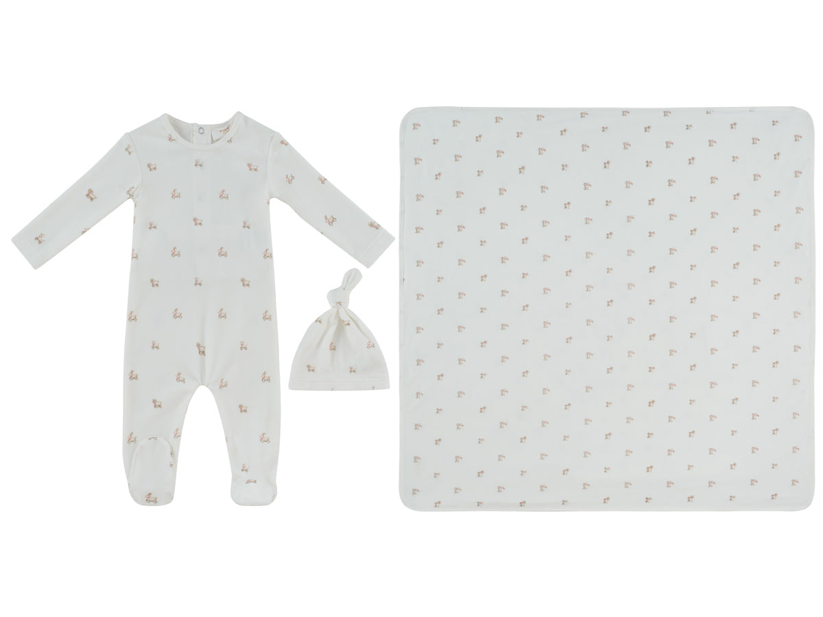 Petits Amis Pink Footie, Hat & Blanket Set