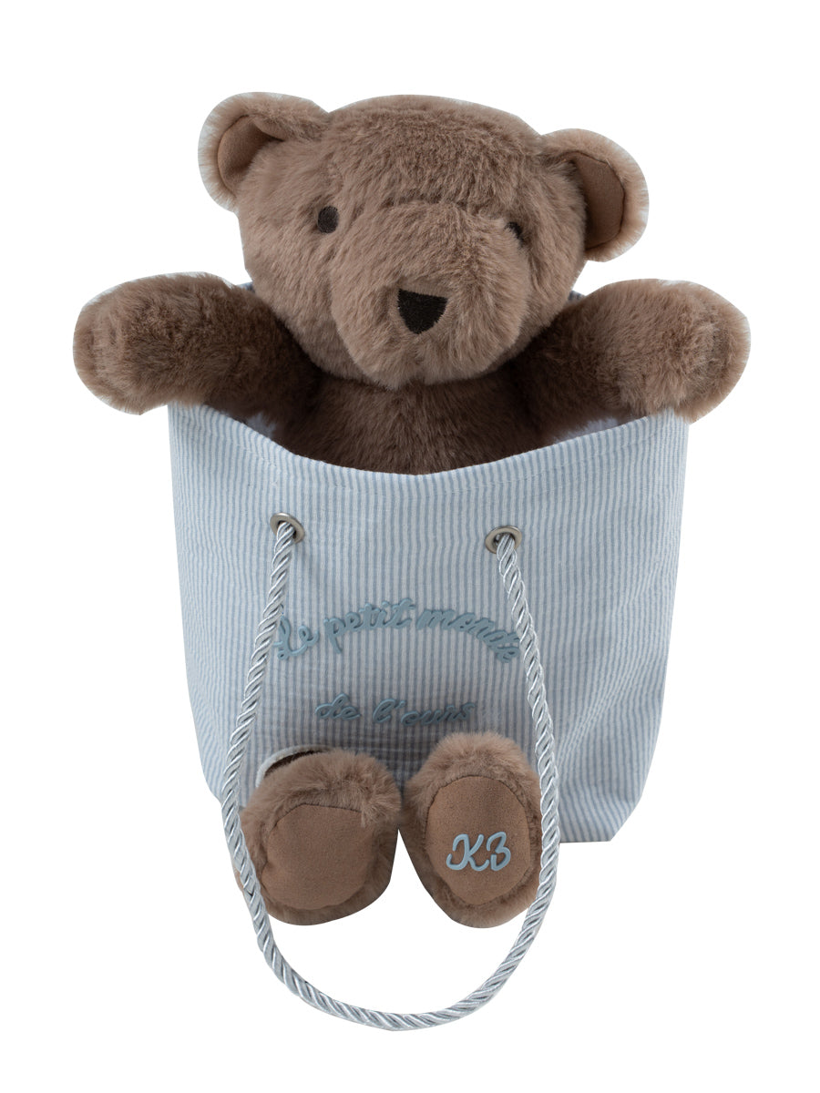 Petit Ours Blue Teddy in Bag