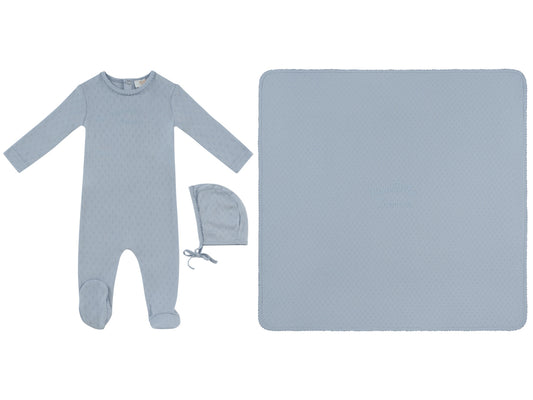 Mon Bebe Blue Footie Hat & Blanket Set