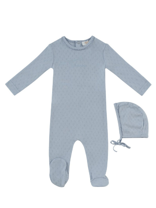 Mon Bebe Blue Footie & Hat Set