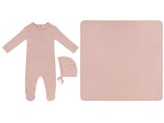 Mon Bebe Pink Footie Hat & Blanket Set