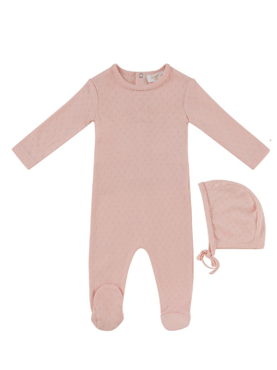 Mon Bebe Pink Footie & Hat Set
