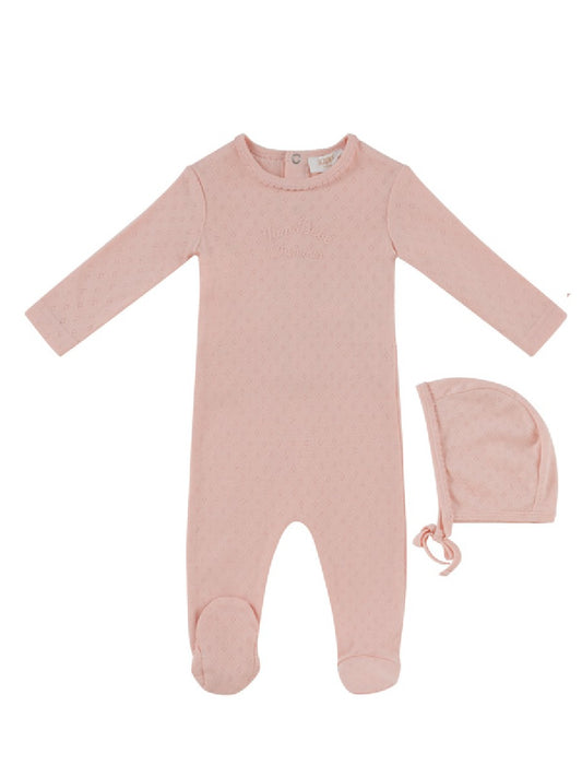 Mon Bebe Pink Footie & Hat Set