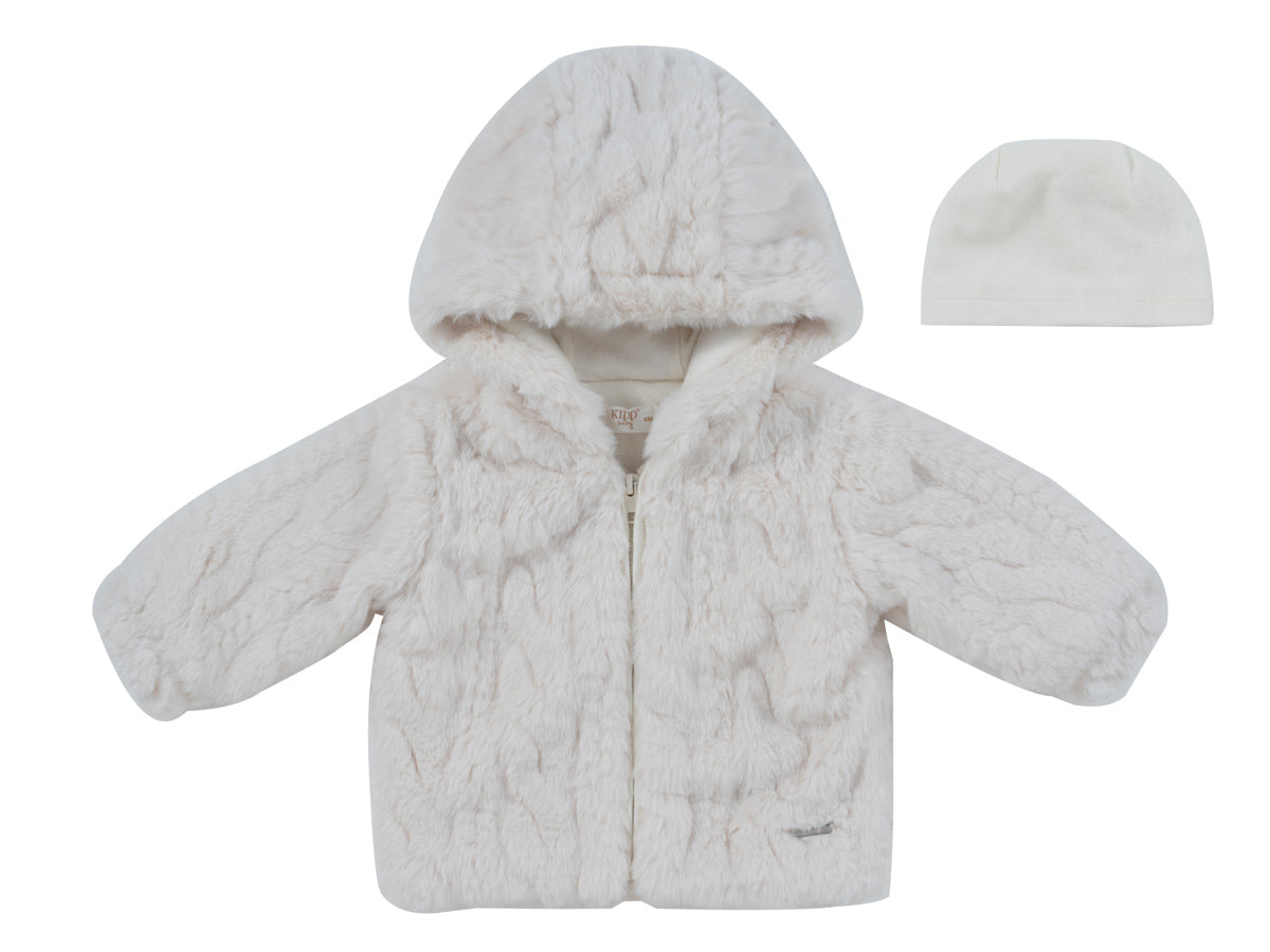 Atelier Cable Fur White Jacket & Hat