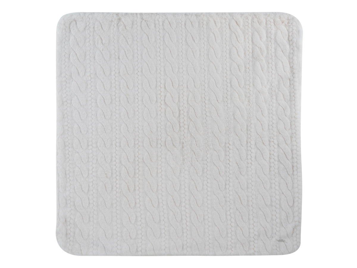 Atelier Cable White Fur Blanket