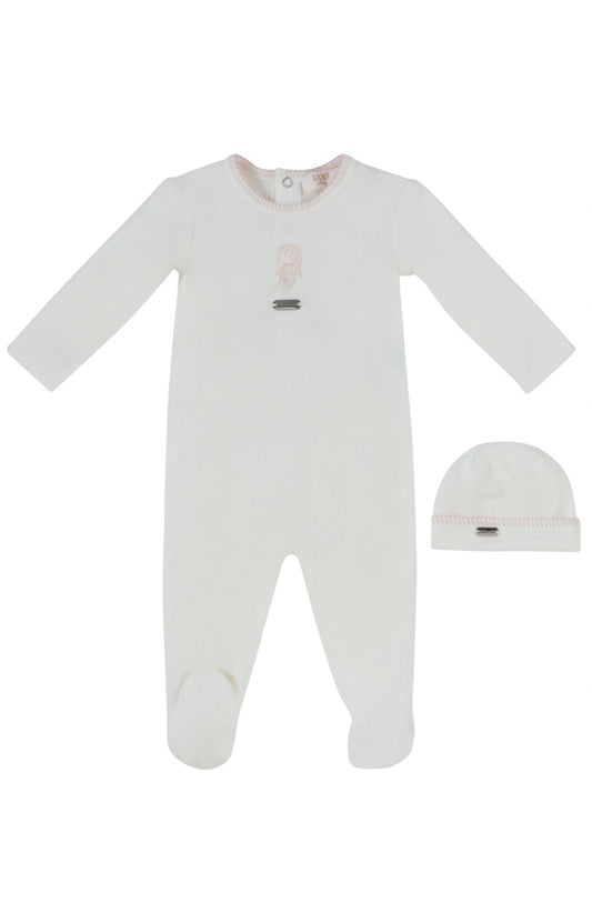 Atelier Bunny Pink Footie & Hat Set