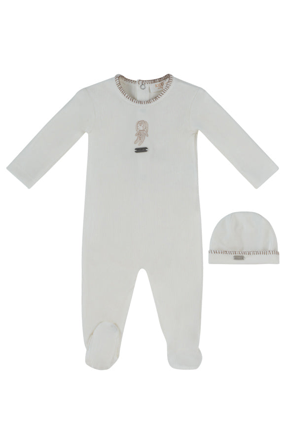 Atelier Bunny Taupe Footie & Hat Set