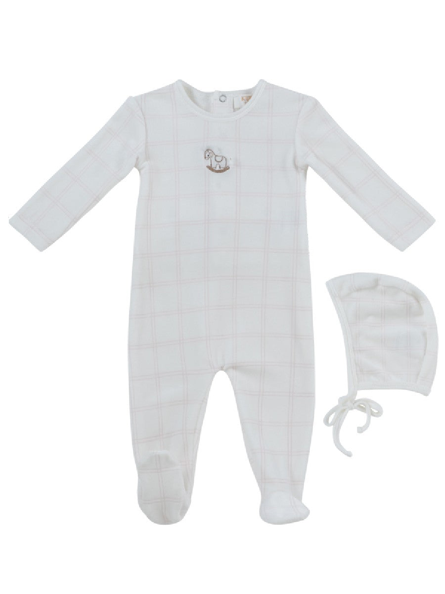 Whinny Plaid Pink Footie & Hat Set