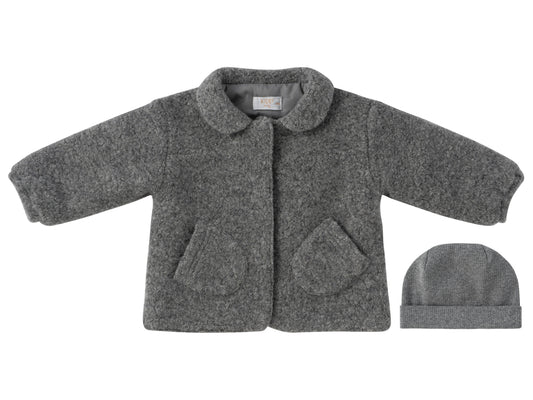 Petite Petal Sherpa Grey Jacket & Hat