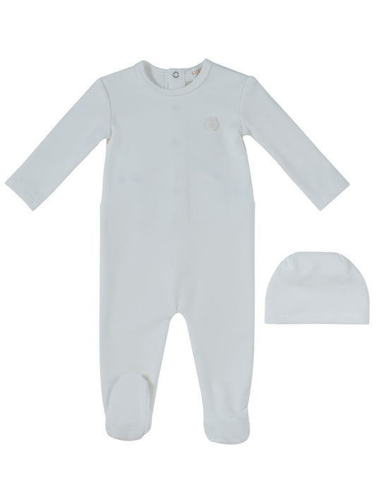 Soft White Wool Footie + Hat