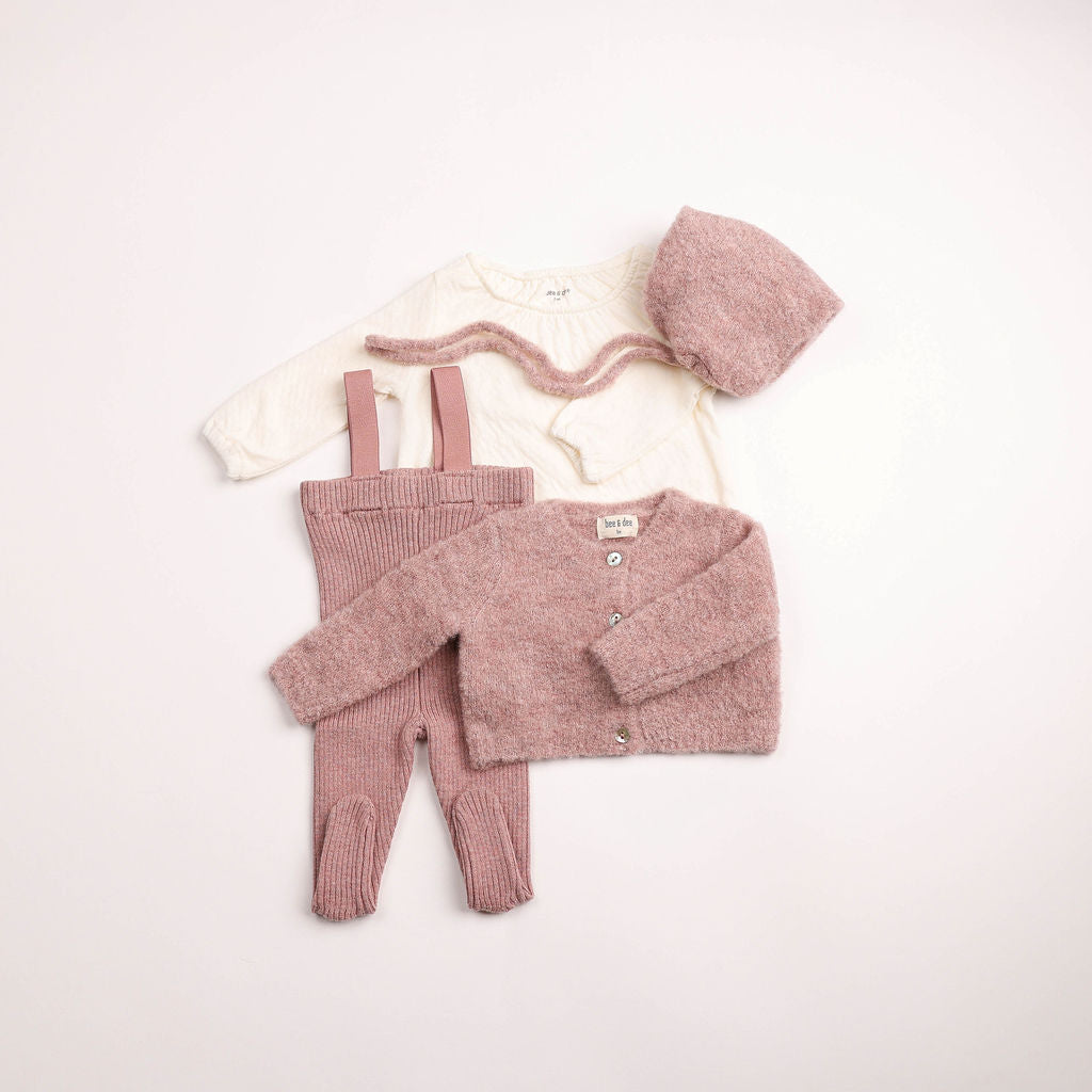Bee & Dee Textured Wool Old Rose Ensemble (Open Feet)