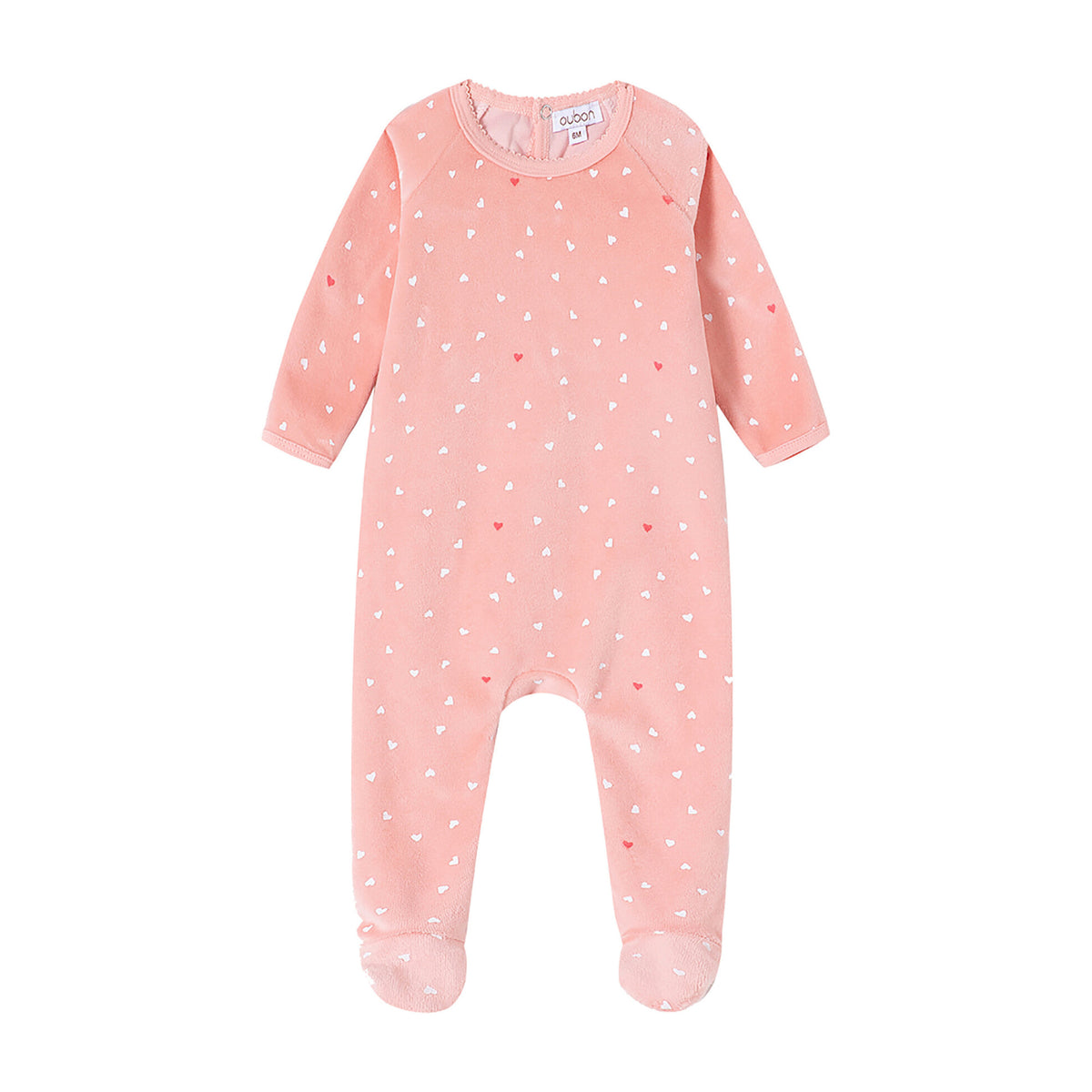Velour Heart All Over Pink Print Footie