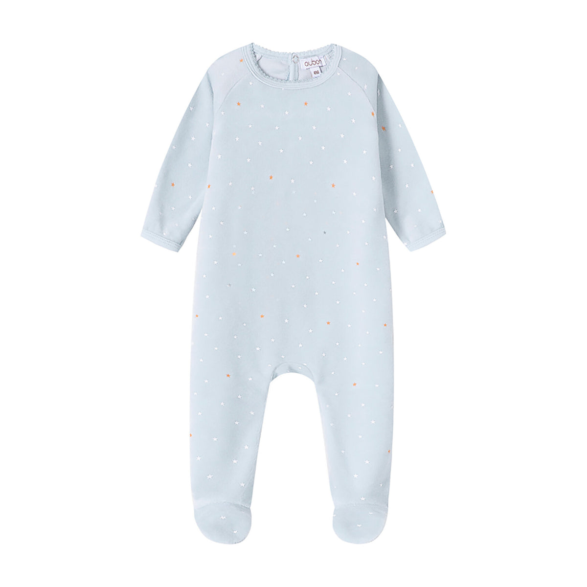 Velour Star All Over Blue Print Footie