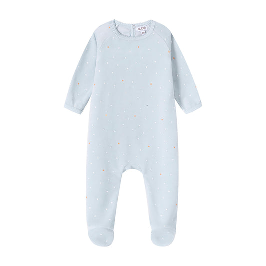 Velour Star All Over Blue Print Footie
