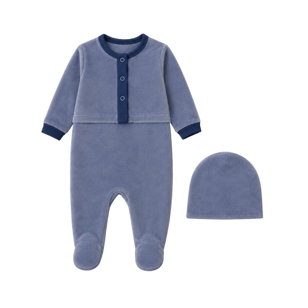 Cozy Cardigan Slate Footie Set