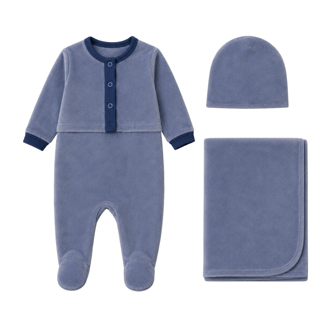 Cozy Cardigan Slate Layette Set