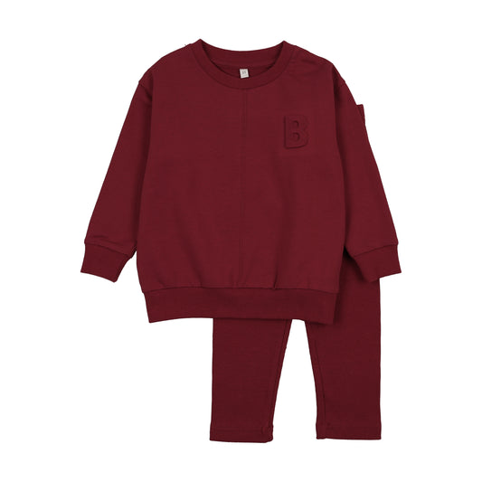 Embossed B Red Sweatset