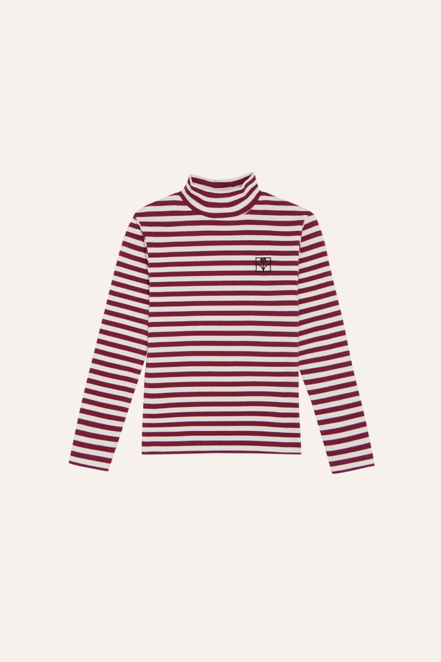 Burgundy Stripes Turtle Neck