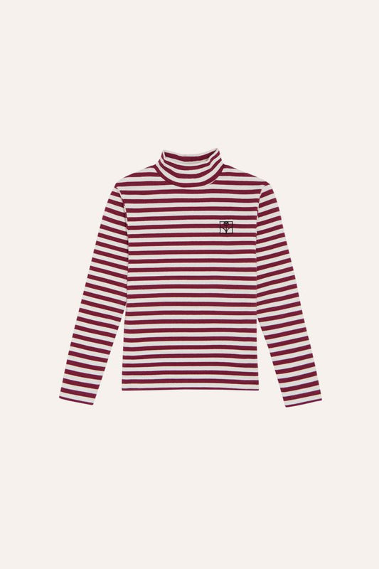 Burgundy Stripes Turtle Neck