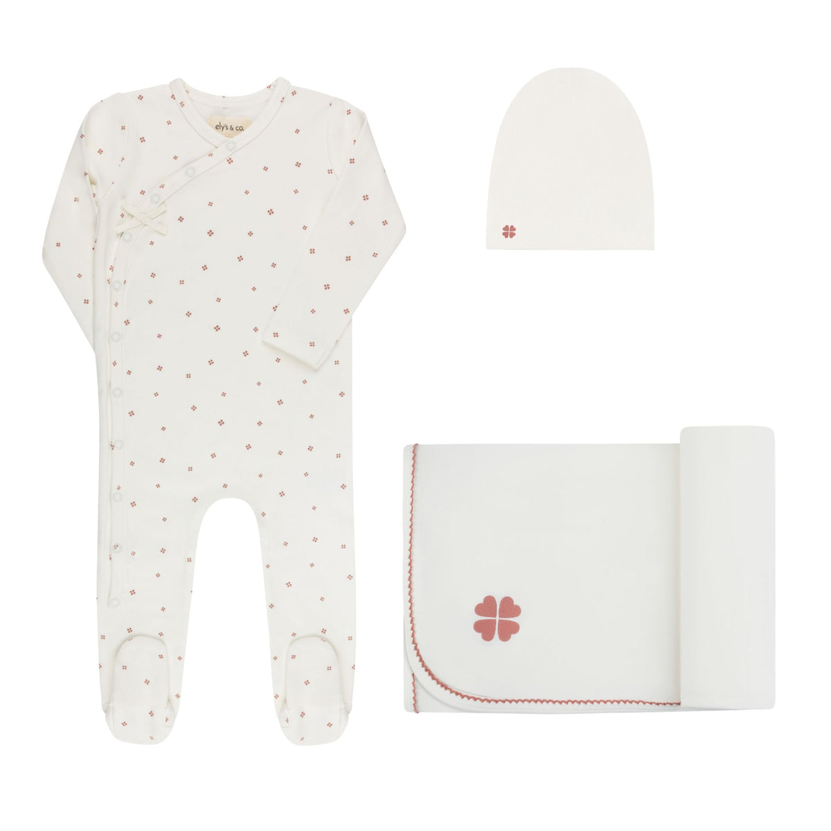 Clover Print Take Me Home Ivory Pink Set
